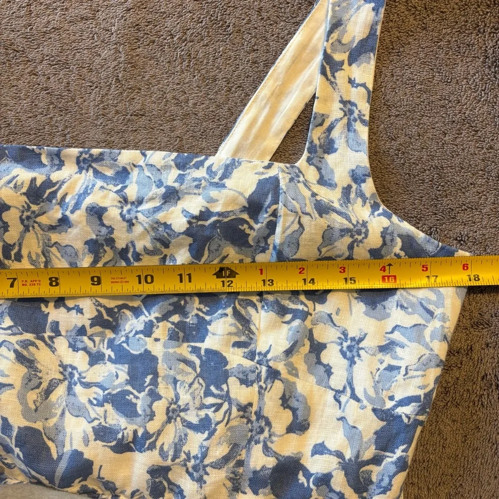 Quince 100% European Linen Fit & Flare Midi Dress Floral Waterfall Women’s L - Picture 4 of 7